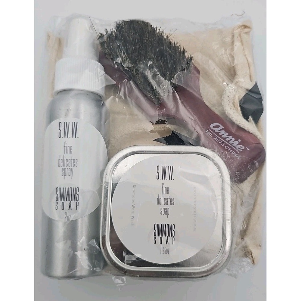 Simmons Soap S.W.W. Fine Delicates Cleaning Kit Wool Wash Spray Brush Bag NEW